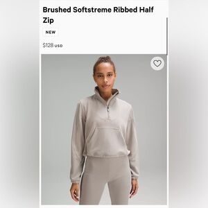 Lulu Lemon Brushed Softstreme Ribbed Half Zip